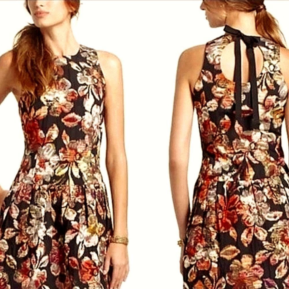 Anthropologie Leifsdottir Floral Metallic Brocade Midi Sleeveless Dress Sz 2